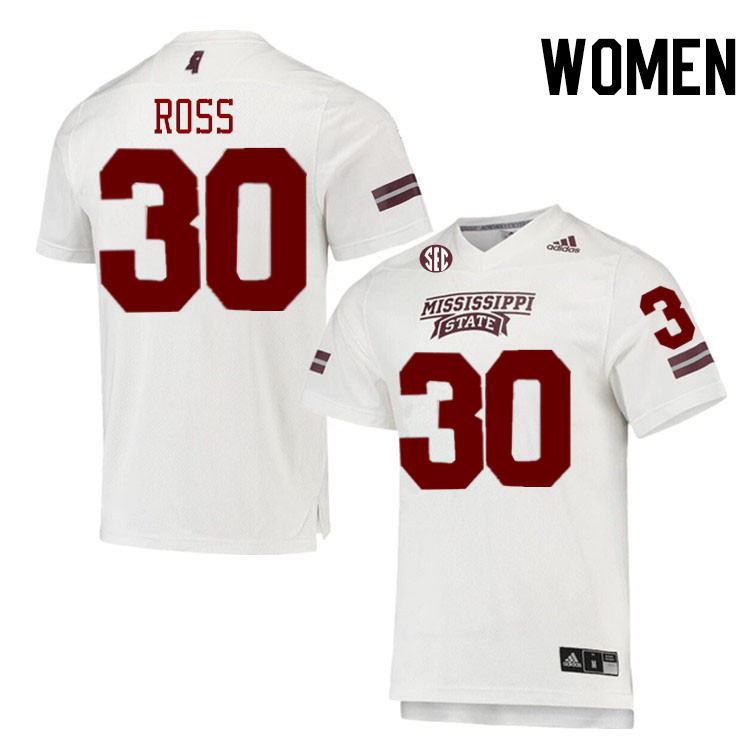 Women #30 Marcus Ross Mississippi State Bulldogs College Football Jerseys Stitched-White